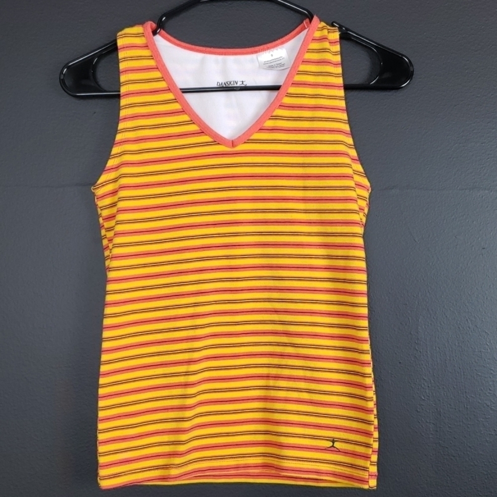 Danskin striped tank attached bra size small